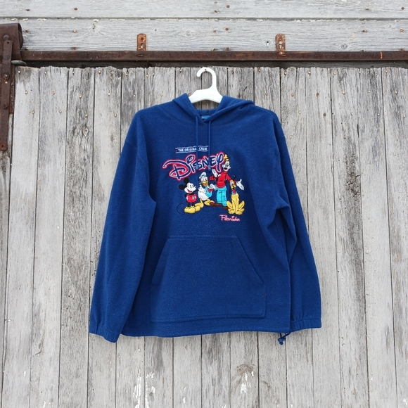 Disney Tops - Disney The Original Crew Fleece Hooded Pullover‎ Sweatshirt Mickey Donald Goofy